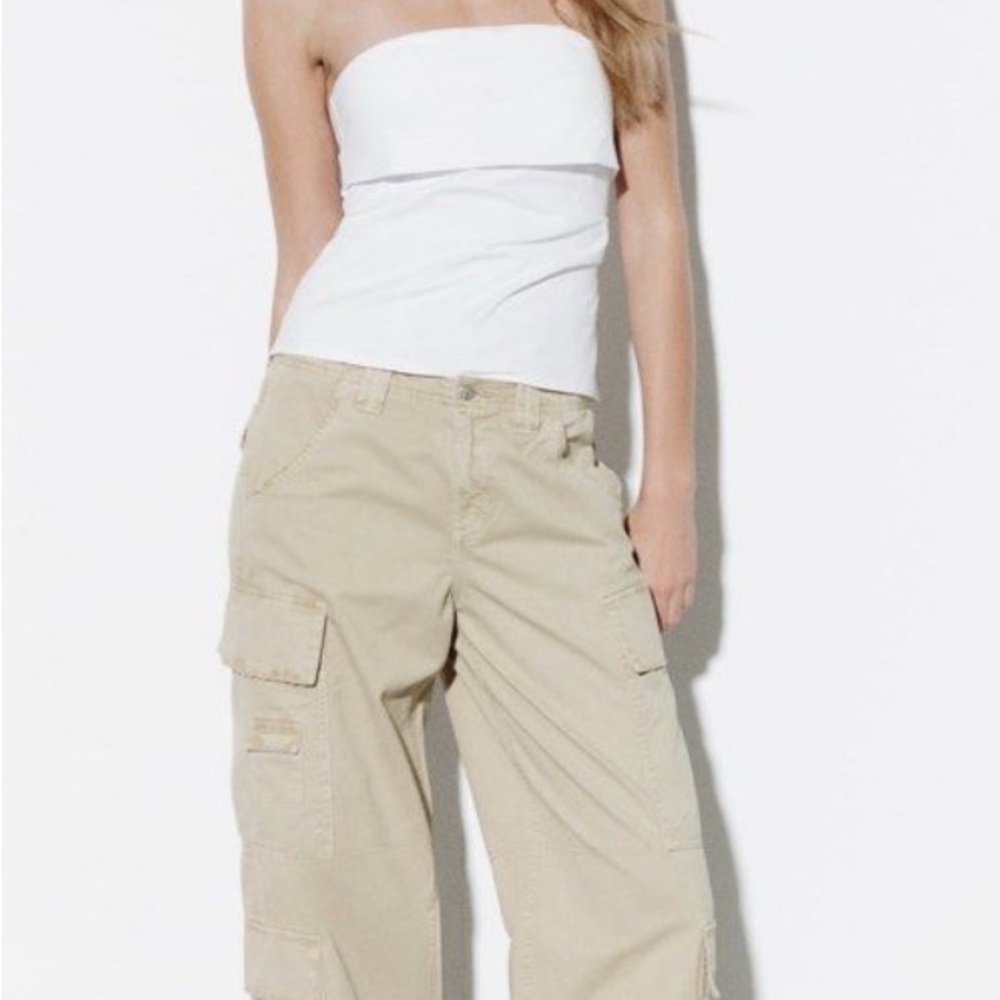 Zara TRF Beige Cargo Pant
